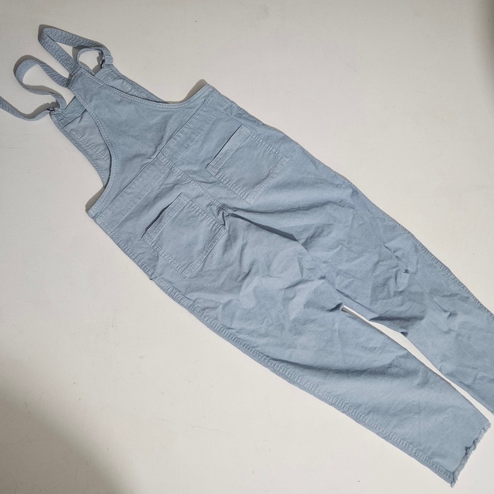 Aerie Womens Light Blue Corduroy Bib Overalls Raw Hem XS - Picture 2 of 7